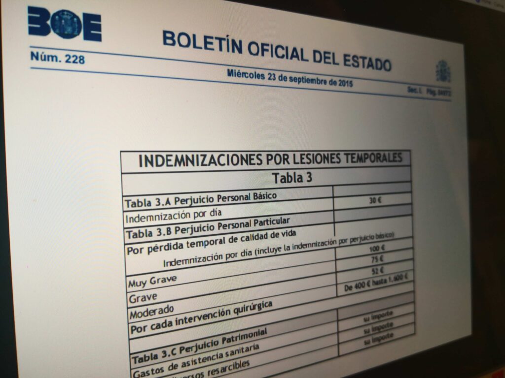 indemnizaciones accidente de trafico nexo causal